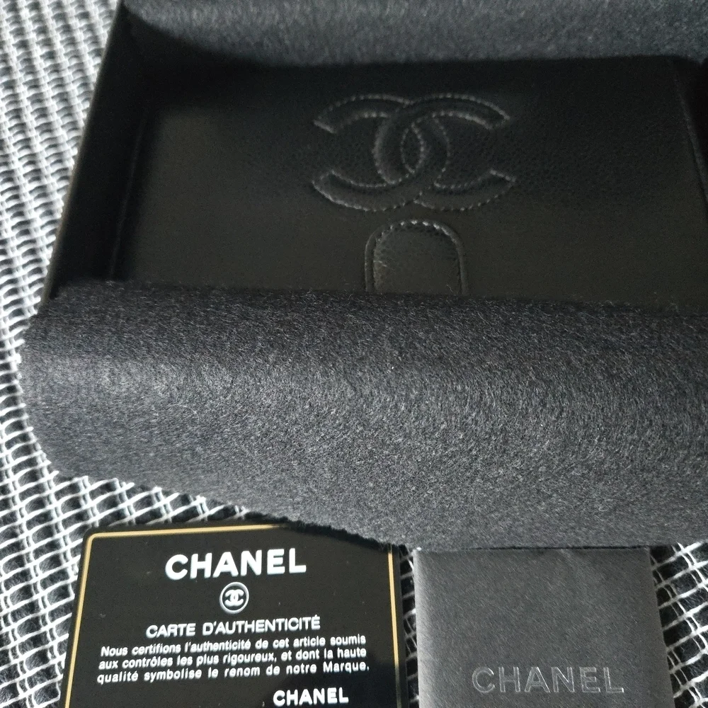 Chane CC Logol Black Leather Wallet